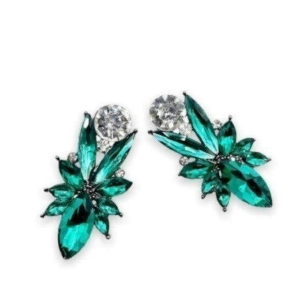 Green Crystal Drop Earrings